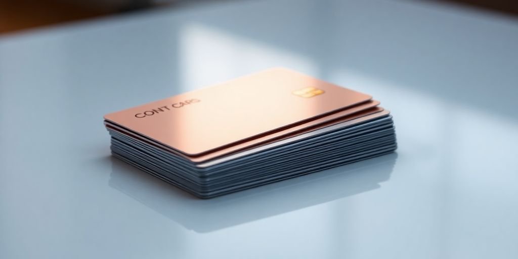 A close-up of a stack of credit cards.